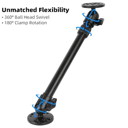 All-Aluminum Extension Double Socket Arm, Adjustable Telescopic Mounting Arm 11.5 to 17 Inch, Compatible with RAM B Size Mounts and Other Industry Standard 1" / 25mm Ball Components - size: 11.5 to 17"