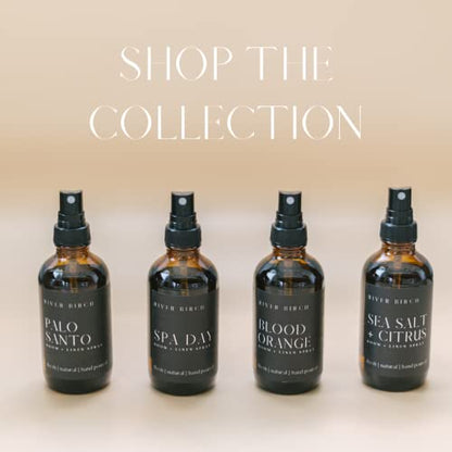 River Birch Luxury Linen and Room Spray - Home Signature Scent Balsam and Cedar Room Fragrance Spray - Fragrant Fresh Linen Air Freshener For Bedding - Handmade in Texas - 4 oz Glass Amber Bottle - color: Balsam + Cedar