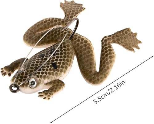 Coffee Frog Lures for Bass Fishing Topwater Frog Realistic Bass Swimbait Soft Floating Bait Artificial Bass Lure for Pike Saltwater Freshwater Bass Trout,Fishing Soft Lures, Baits and Attractants