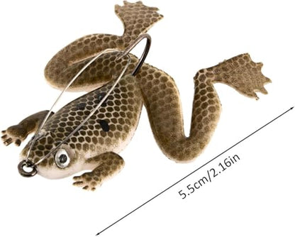 Coffee Frog Lures for Bass Fishing Topwater Frog Realistic Bass Swimbait Soft Floating Bait Artificial Bass Lure for Pike Saltwater Freshwater Bass Trout,Fishing Soft Lures, Baits and Attractants