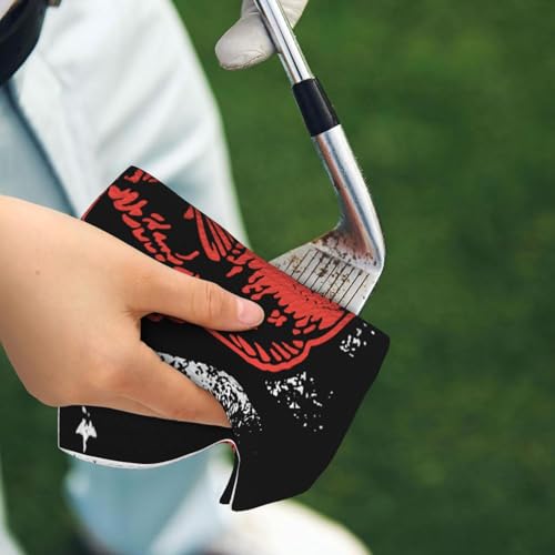 Fishing Lure and American Flag Microfiber Golf Towel with Carabiner Clip, 16x24 Inch Absorbent Waffle Weave Towel for Golf Bags
