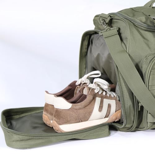 APRILBAY Duffel Bag – Heavy Duty Tactical Gym Bag for Men, Splashwater-Proof Weekender Travel Bag for Basketball, Football, Soccer, Hiking, and Hunting (Dark Green) - color: Dark Green