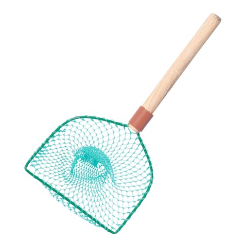 KALLORY Portable Fishing Net with Wooden Handle, 30cm Large Mesh Landing Net for Outdoor Fish Catching and Fishing Accessories