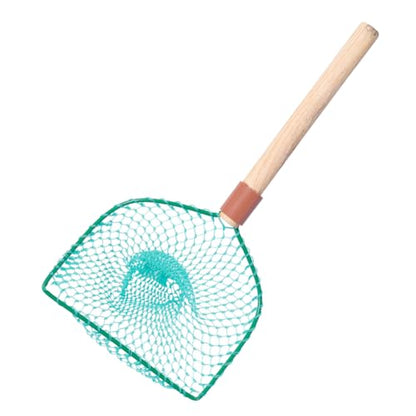 KALLORY Portable Fishing Net with Wooden Handle, 30cm Large Mesh Landing Net for Outdoor Fish Catching and Fishing Accessories