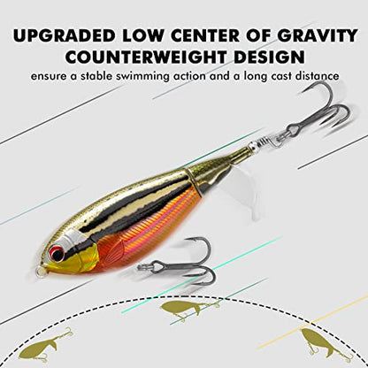 TRUSCEND Popobait Easy Catch Fishing Lures with BKK Hooks, Instant Startup, Longer Cast, Balanced Spray/Sound/Swim, Plopper Topwater Lures for Bass, Trout, Pike, Walleye, Freshwater Saltwater Fishing - color: B3-4.3",0.8oz