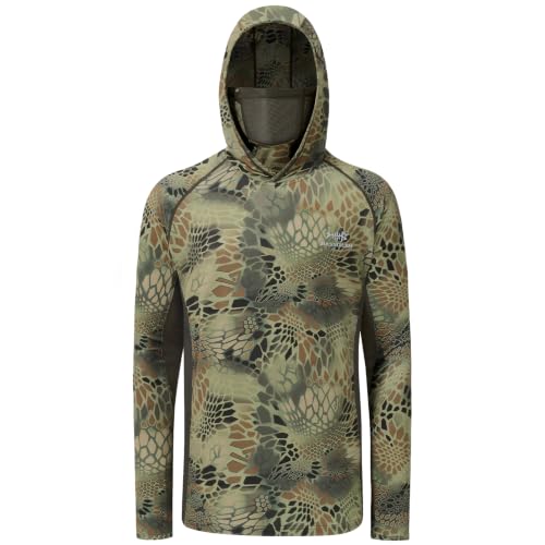 BASSDASH Men's UPF 50+ Camo Long Sleeve Hunting Fishing Hoodie Shirt - color: Python Camo, size: 5X-Large