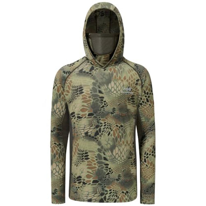 BASSDASH Men's UPF 50+ Camo Long Sleeve Hunting Fishing Hoodie Shirt - color: Python Camo, size: Small