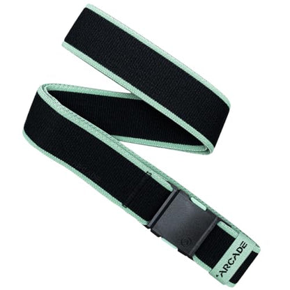 Arcade Belts A2 Unisex Adventure Belt: Heavy Duty Stretch, Metal Free Buckle - color: Atlas - Black/Mint, size: Standard (Up to 40"); 1.5" Wide