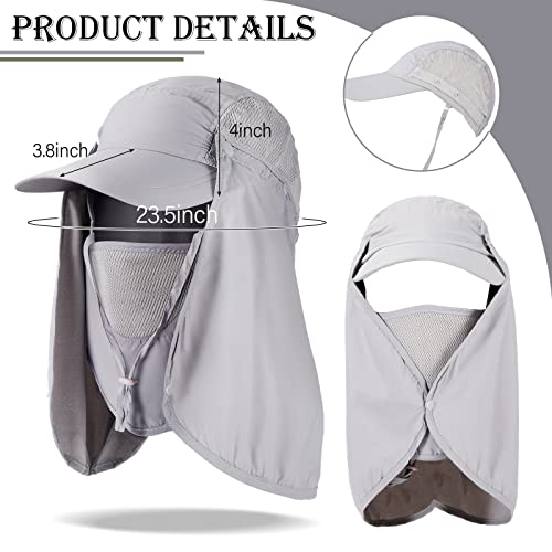 4 Set Sun Hat Fishing Hats UPF 50+ Outdoor Hiking Hat UV Sun Protection Hat with Neck Flap Face Mask and 4 Pack Arm Sleeves - color: Black, Dark Gray, Light Gray, Army Green, size: One Size