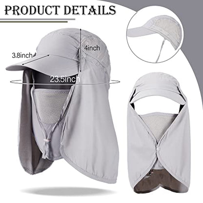 4 Set Sun Hat Fishing Hats UPF 50+ Outdoor Hiking Hat UV Sun Protection Hat with Neck Flap Face Mask and 4 Pack Arm Sleeves - color: Black, Dark Gray, Light Gray, Army Green, size: One Size