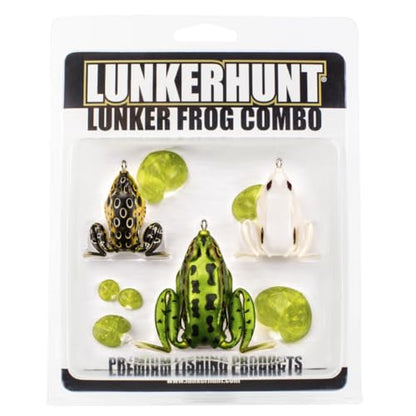 Lunkerhunt Topwater Frog Lures Fishing Lures Kit (3-Pack) | Most Realistic Frog Soft Swimbaits with Weedless Hooks for Freshwater | Combat, Popping Frog for Bass Trout Pike Snakehead Bluegill