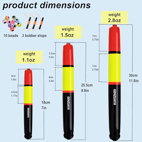 Fishing Bobbers Floats, Catfish Floats Weighted Float for Fishing, High Visibility Wood Bobber for Catfish Pike - size: 9.8IN-3PCS