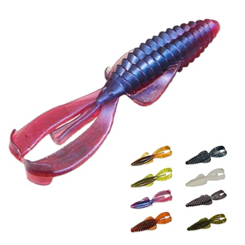 Pulse Craw Soft Plastic Crawfish Lure – 3.9" (100mm), 10-Pack, Rage-Style Craw Bait for Bass Fishing, Texas Rig & Jig Trailer - color: Blue Red Laminate