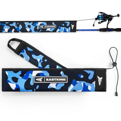 KastKing MeshGuard Camo Neoprene Fishing Rod Socks, Fishing Rod Sleeve, Floating Rod Sleeves, Adjustable Lanyard & Built-in Hanging Loop, Fits Casting, Spinning, and Fly Rods - color: Blue Camo 1 Pcs, style: Spinning