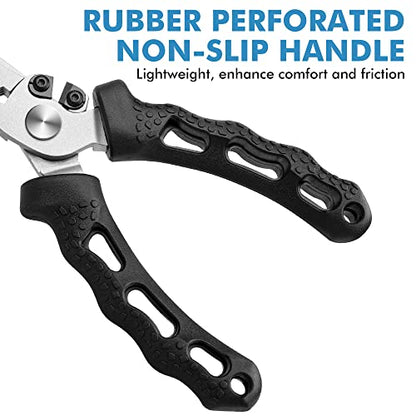 TRUSCEND Easy Use Lockable Fishing Pliers with Tungsten Carbide Cutter, Innovative Ergonomic Handy Handle, Saltwater Corrosion Resistant Teflon Coated Fishing Tool, Light Multi-Function Fishing Gear - color: E-black