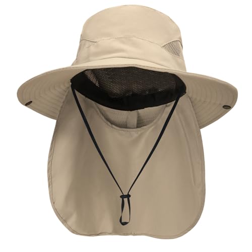 NPQQUAN Sun Hats for Men Women with Neck Flap UPF 50+ UV Protection Wide Brim Bucket Hat Safari Hiking Fishing Hats