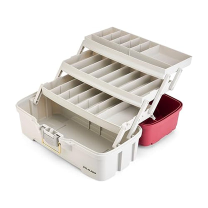 Plano Three-Tray Tackle Box Salmon Kit, Maroon/Grey, Rust-Proof Brass Latch, Top-Access Tray Compartments with Deep Storage, Made in the USA, Portable Fishing Gear Storage Organizer - style: Salmon