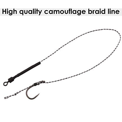 Carp Fishing Hair Rigs, 20 Pcs Curved Barbed Carp Hook Anti-Tangle Swivel Braided Thread line with 3 Card Boilie Bait Stops Dumbell Stoppers and Stringer Needle - color: Barbless, size: Mixed (2# 4# 6# 8#）