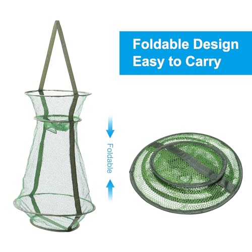 PATIKIL Fishing Keep Net, Collapsible Fish Basket Mesh Coating Nylon Fishing Bait Mesh for Keeping Fishes Crayfish Minnows