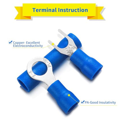 1200PCS Electrical Connector Kit - Automotive Insulated Crimp Terminals | Rings, Forks, Female Spades, Male Spades, Butt Crimp Electrical Connectors