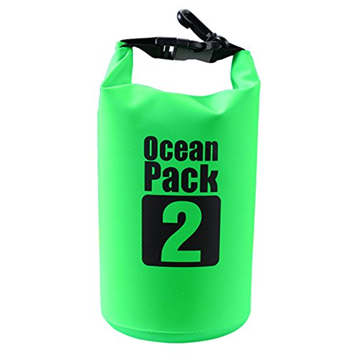 Dry Sack/Floating Waterproof Bag 2L/5L/10L/20L/30L for Boating, Kayaking, Hiking, Snowboarding, Camping, Rafting, Fishing and Backpacking - color: Green, size: 2L