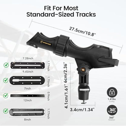 HITORHIKE Fishing Rod Holder Universal Fit Kit Allows for 360-degree Adjustment Kayak Fishing Boat Powerlock Rod Holder - style: Fishing Rod Holder X2+track Mount X2