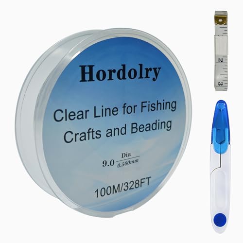 Clear Fishing Line, 328FT Invisible Fishing Wire, Lower Memory Extruded Nylon Monofilament Line with UV Protection for Freshwater & Saltwater, Hanging Decorations, Beading