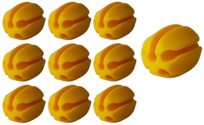 10Pcs Silicone Fishing Rod Holder Straps, 5 Hole Portable Fishing Rod Fixed Ball, Rubber Fishing Pole Clips Fly Fishing Accessories - color: Yellow
