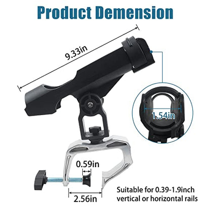 Fishing Rod Holder for Boat Adjustable 360° Rotation Hands-Free Fishing Pole Rod Racks No-Drill Rail Mount Rod Holders for Multi-Rod Setup Kayak, Pontoon, Boat Fishing - color: RH20 MAX OPENING 1.97 inch 2pcs