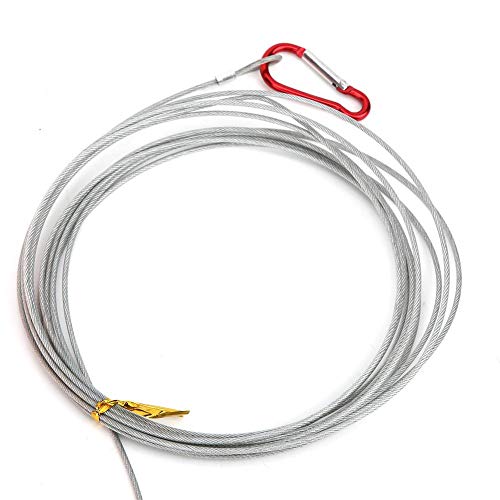 Fish Stringer with 5 Stainless Steel Locking Movable Buckle and Stainless Steel Ropes Fishing Lock Cable Accessory