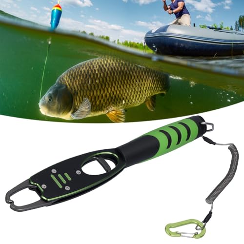 2 in 1 Fish Lip Gripper with Scale 40LB – Aluminum Alloy Fish Grabber for Freshwater Saltwater Fishing, Portable Fish Control Tool with Storage Bag