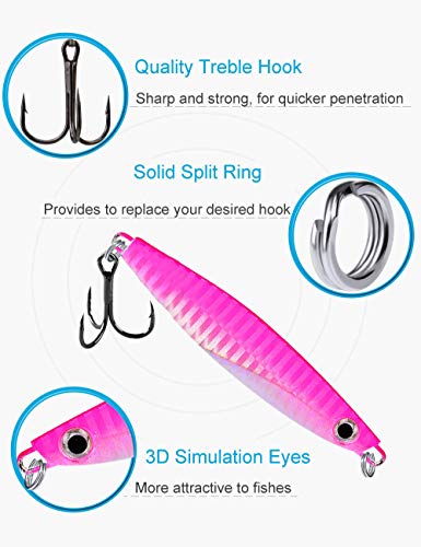 Saltwater Fishing Jigs Vertical Flat Jigging Lure, 6pcs Metal Sinking Lure for Tuna, Amberjack, Kingfish, Snapper