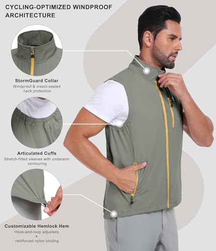 Little Donkey Andy Men's Lightweight Quick Dry Vest Packble Outerwear Sleeveless Windproof Jacket for Golfing Cycling Running - color: Laurel Oak, size: Medium