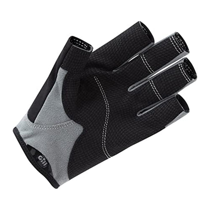 Gill Deckhand Sailing Gloves Short Finger with 3/4 Length Fingers - 50+ UV Sun Protection & Water Repellent - color: Black, size: Small