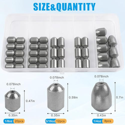 Egg Sinkers Fishing Weights Kit, 23/40pcs Fishing Weights Sinkers Slip Sinkers Catfish Weights Bass Casting Sinker Weights Lead Free Fishing Weights for Freshwater Saltwater Fishing - style: 40pcs Kit