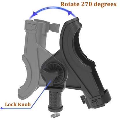 Huntury Kayak Track Fishing Rod Holder with Rubber Strap Easy Adjust and Remove, Compatible with Baitcasting and Spinning Reels, Track Mount Accessories, Kayak Fishing Accessories - color: Pack Of 2