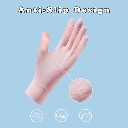 2 Pairs Women's UV Sun Protection Sunblock Gloves Full Finger Breathable Non-Slip Touchscreen Driving Gloves - color: Black
