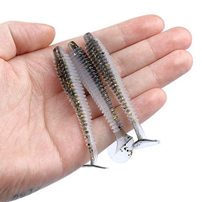 Paddle Tail Swimbaits 100/80/50PCS, 5/4/3/2 inch Soft Fishing Lures Bulk Pack – Durable Lifelike Action Lures for Bass, Trout, Crappie – Freshwater & Saltwater Fishing Gifts - color: Black-Gold, size: 3in, 100pcs