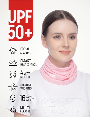 UPF 50+ Fishing Neck Gaiter - UV Face Mask Sun Protection for Men Women | Moisture-Wicking, Quick-Drying, Built-in SPF, UVA/UVB Blocking, Hunting Camo Design, Versatile Headwear - color: Pink