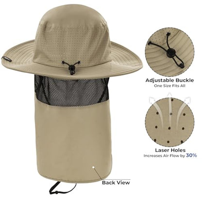 KastKing Sol Armis UPF 50 Boonie Hat - Sun Protection Hat, Fishing Hat, Beach & Hiking Hat, Paddling - color: Y: Nomad, size: With Neck Shield