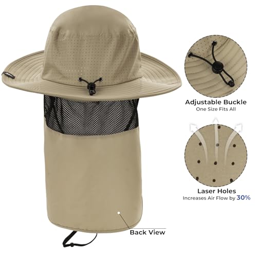 KastKing Sol Armis UPF 50 Boonie Hat - Sun Protection Hat, Fishing Hat, Beach & Hiking Hat, Paddling - color: Y: Nomad, size: With Neck Shield