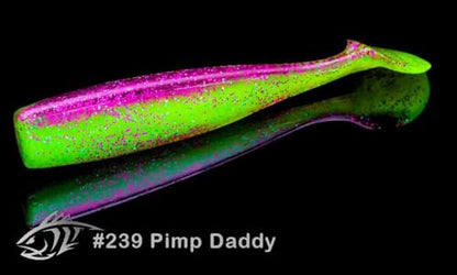 Lunker City Fishing Shaker 3.25" Swimbait Soft Plastic Bass Walleye Lure Saltwater Swimming Tail Action Pike Swim Bait, 7 Per Bag, Made in The USA - color: 239 Pimp Daddy