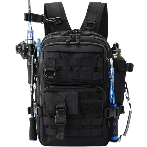 Fishing Backpack Fishing Tackle Storage Bag Fishing Gear and Equipment with Rod Holder Fishing Tackle Shoulder Sling Bag (Black2) - color: Black2