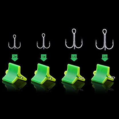 RUNCL Treble Hooks Covers Fishing Hooks Protector Treble Hook Safety Cap Hook Bonnets for Fishing Lures - Spring Design, Hollow Construction, Tangles Free, Fishing Hook Caps - color: Medium (40pcs for 2#, 1#, 1/0, 2/0 Treble Hooks)