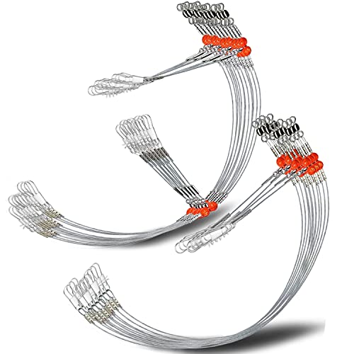 YOTO Fishing Leaders,Stainless Steel Tackle Rig with Tackle Lure Swivels Snaps, Saltwater rig Wire Leader Fishing Leader Wire Bottom rigs for Saltwater - color: White Fishing Leaders, style: 1arm+2arm-24pcs