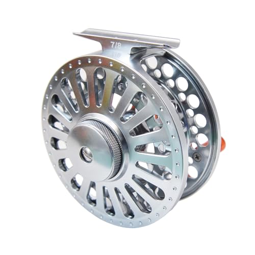 Alichino Fly Fishing Reel, CNC Machined Aluminum Alloy Large Arbor Fly Reel with Carbon Disk Drag - size: 7/8WT