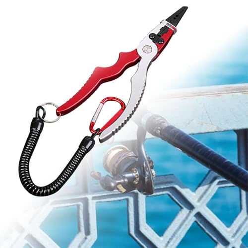 Multi-Functional Fishing Pliers – 1 Set Aluminum Alloy Fishing Pliers with Molded PVC Sheath & Steel Wire Lanyard for Outdoor Fishing, Durable & Portable Fishing Tool