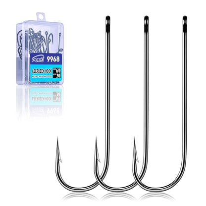 Crappie Fishing Hooks,100pcs Aberdeen Hooks Freshwater,Long Shank Light Wire Worm Hooks Live Bait Hooks for Sunfish Bass Trout Bream Panfish Bluegill Size #16-6/0 - size: #2_100pcs