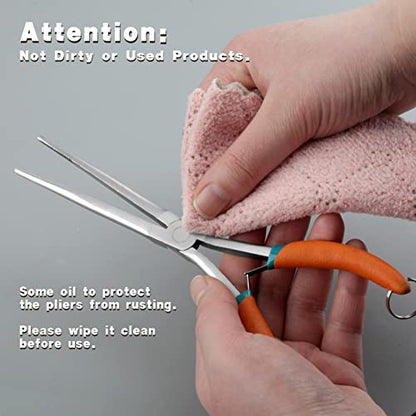 Extra Long Needle Nose Pliers For Jewelry Making 7 Inches Straight Needle Nose Plier With Serrated Jaw Fishing Hook Remover Tool With Lanyard Long Nose Pliers For Hard-To-Reach Narrow Spaces - style: Extra Long Nose