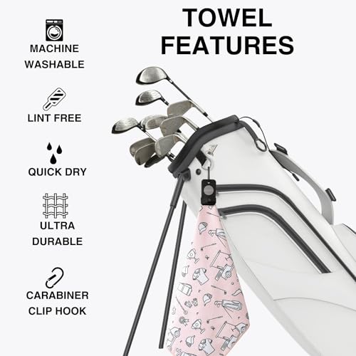 Magnetic Golf Towels for Golf Bags with Clip & Ultra Strong Magnet - Waffle Weave Microfiber Towel for Secure Hold on Bags & Carts - Ideal Club Cleaner & Accessories - Doodle Sketch - color: Doodle Sketch